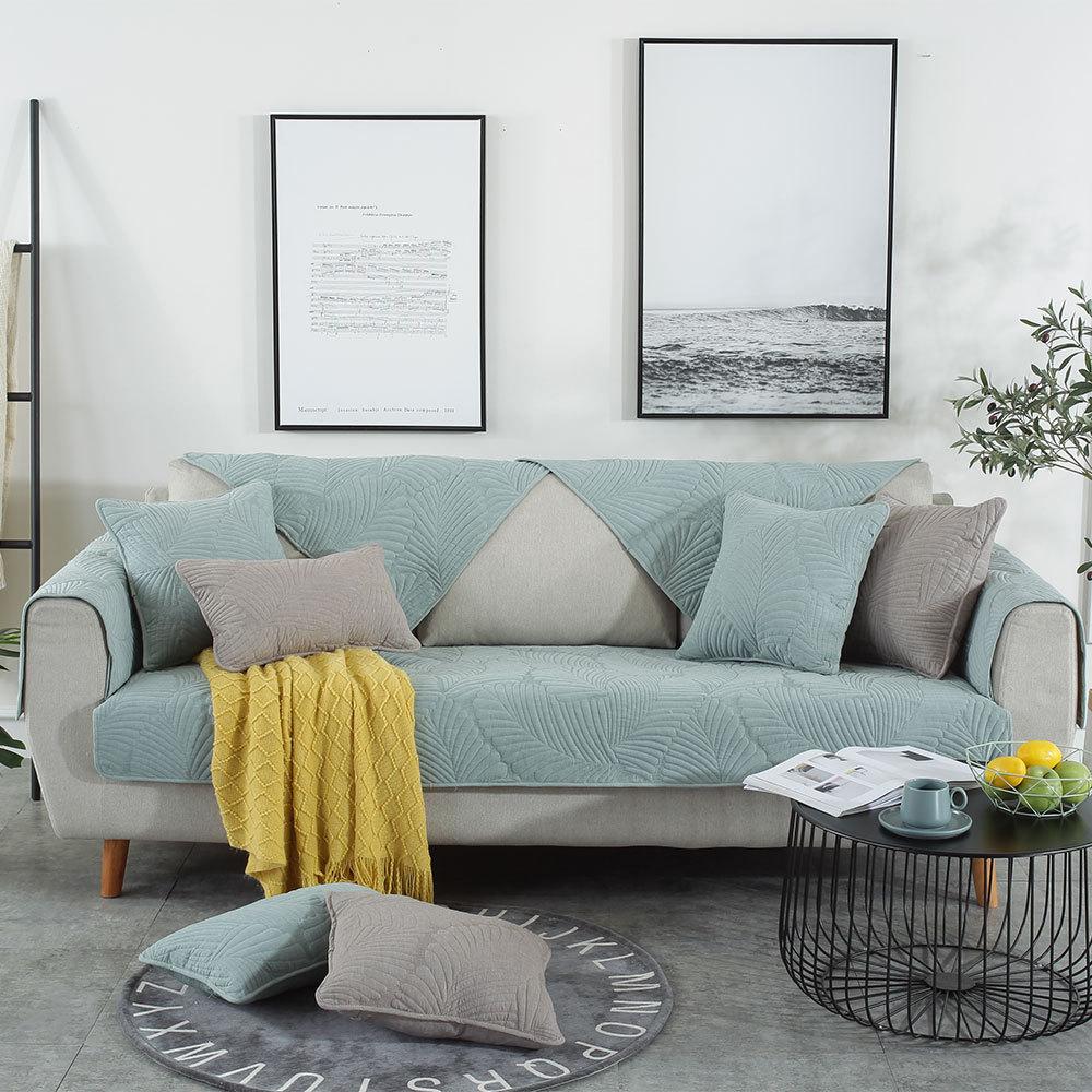 Nordic Sofa Cushion Fabric Four Seasons Universal Cushion Non-Slip Simple Winter Leather Sofa Cover Backrest Towel Solid Wood