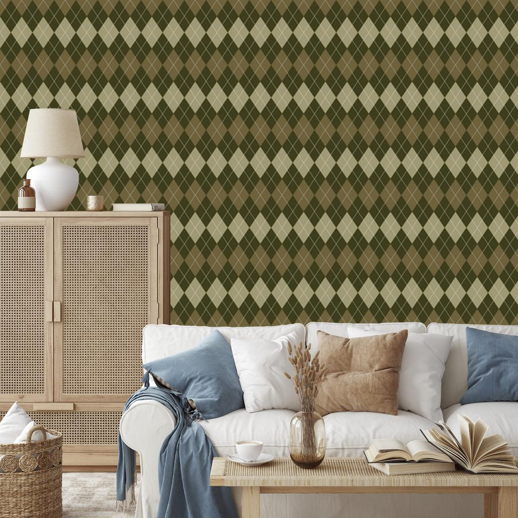 Autumn Plaid Wallpaper Yellow and Beige for Living Room and Bedroom 50x1000