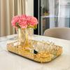 European Luxury Metal Glass Vase for Dry Flowers Nordic Living Room Table Decor