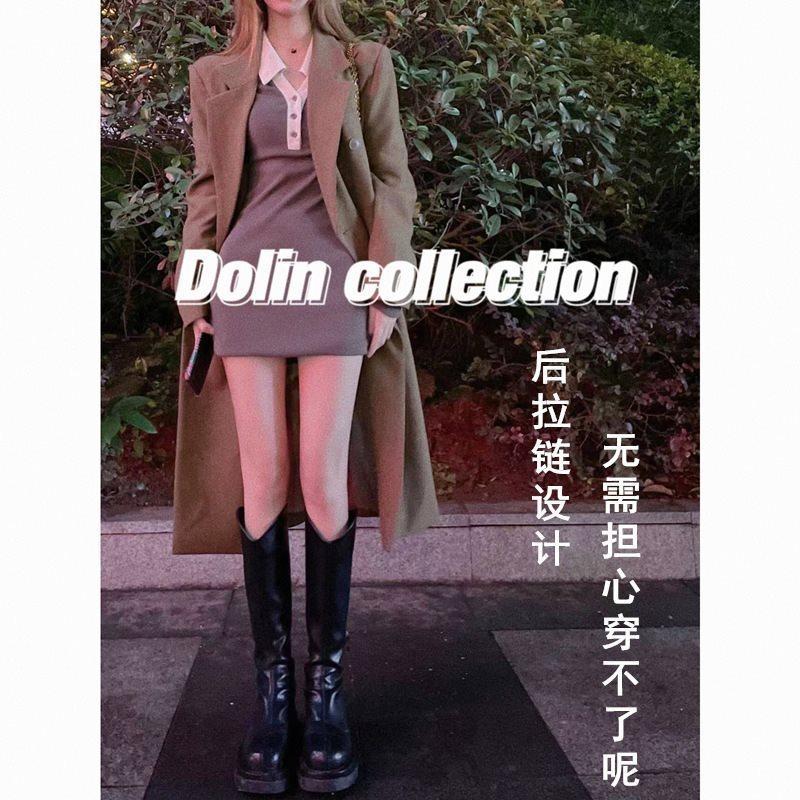 2025 long boots knight boots medium tube new autumn and winter small tall boots velvet long boots thick-soled Martin boots women