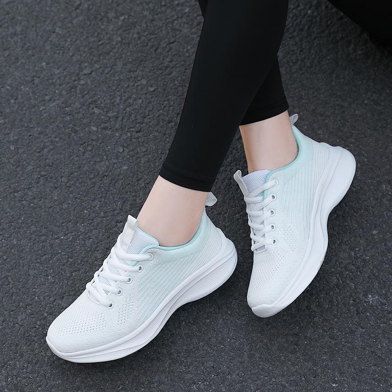 High Elastic And Lightweight Running Shoes Spring And Summer Women'S Shoes Middle School Students Lightweight And Breathable Fly Weaving Rest Mesh