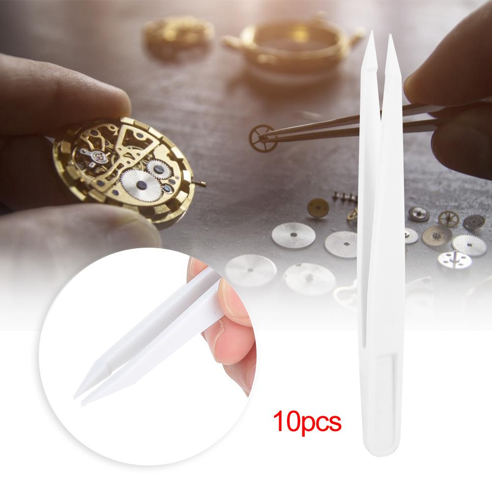 10Pcs/Set Insulation High Precision Plastic Tweezers Watch Repairing Clip Tool