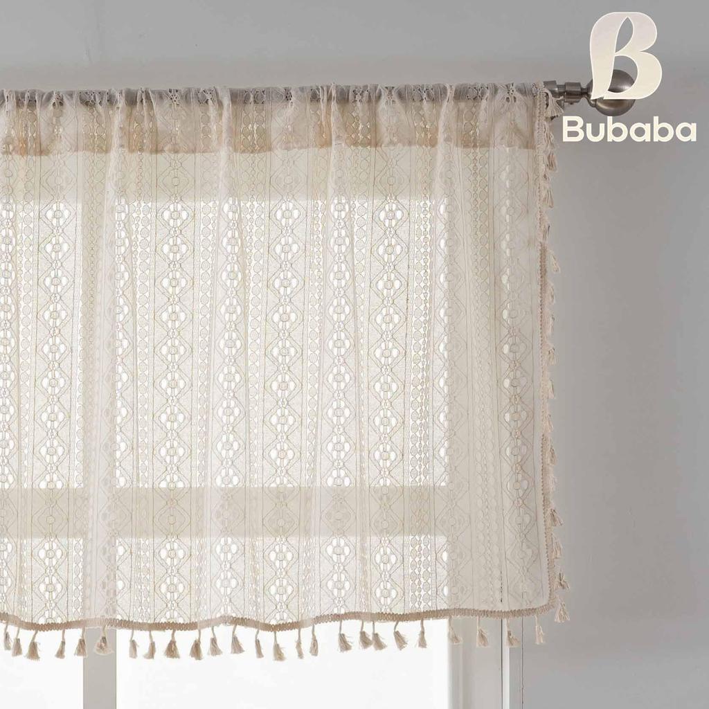 Bu Baba American Hollow Tassel Gauze Curtain for Bedroom Bay Window or Door, Finished Short Curtain.