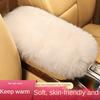 Pure Wool Car Armrest Box Cushion Winter Plush Armrest Cover Sheepskin Center Handrest Support Padding For Women Interior Pink