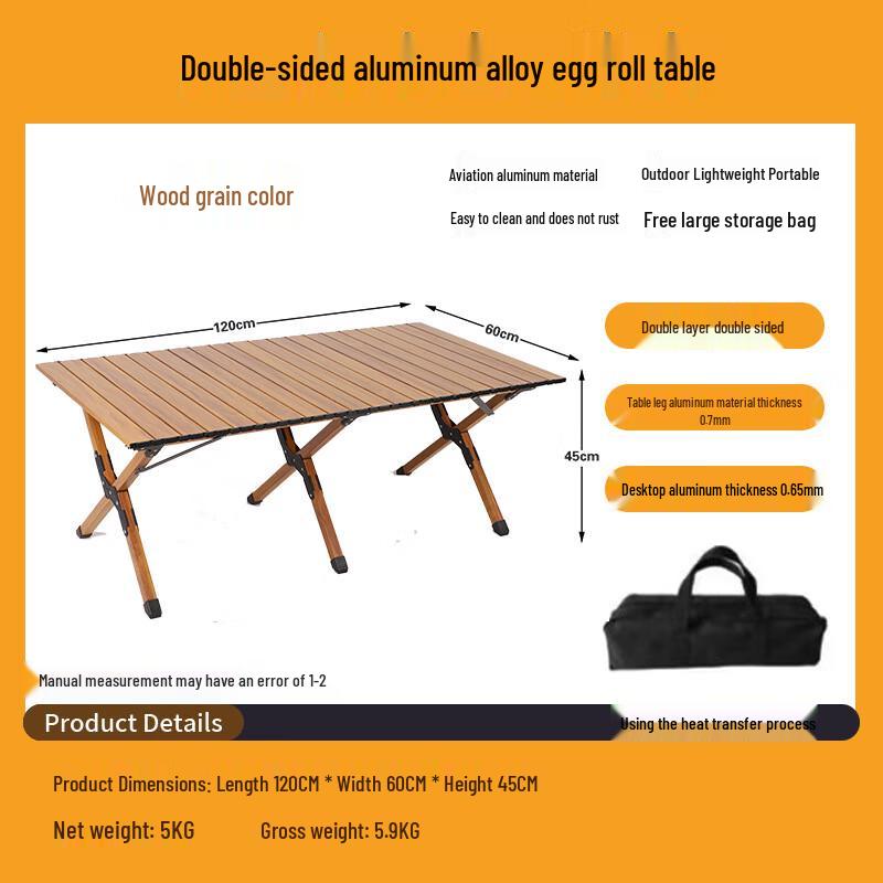 Portable Double-Layer Aluminum Outdoor Folding Camping Table