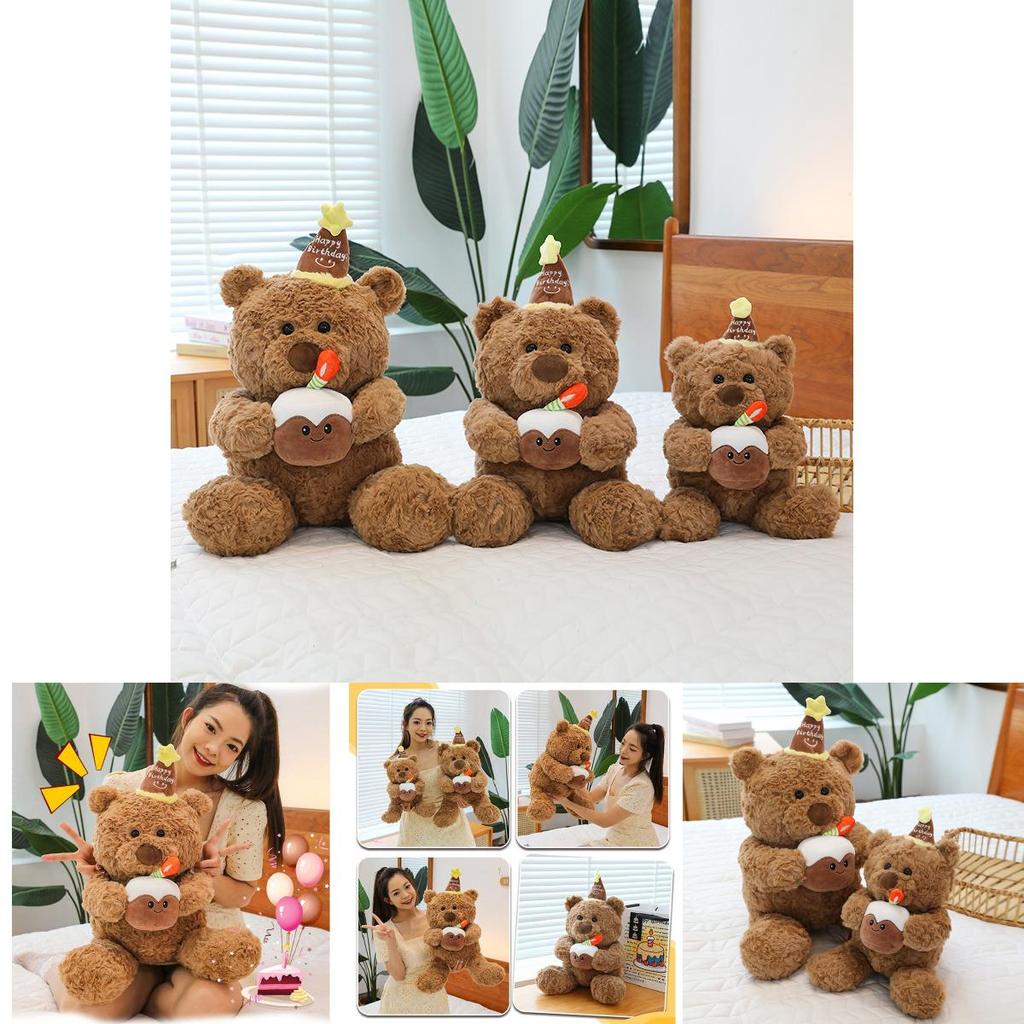 Adorable Cake Bear Plush Toy For Kids Birthday Gift Cute Stuffed Animal Doll