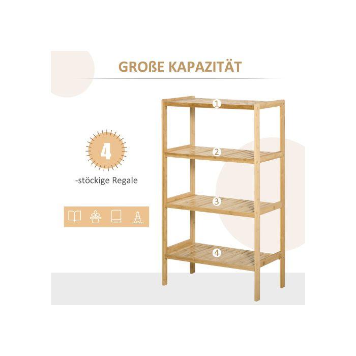Étagère - MUVOE - 4 Niveaux - Bambou Naturel - 62x33x112cm - Charge 10kg par Étagère