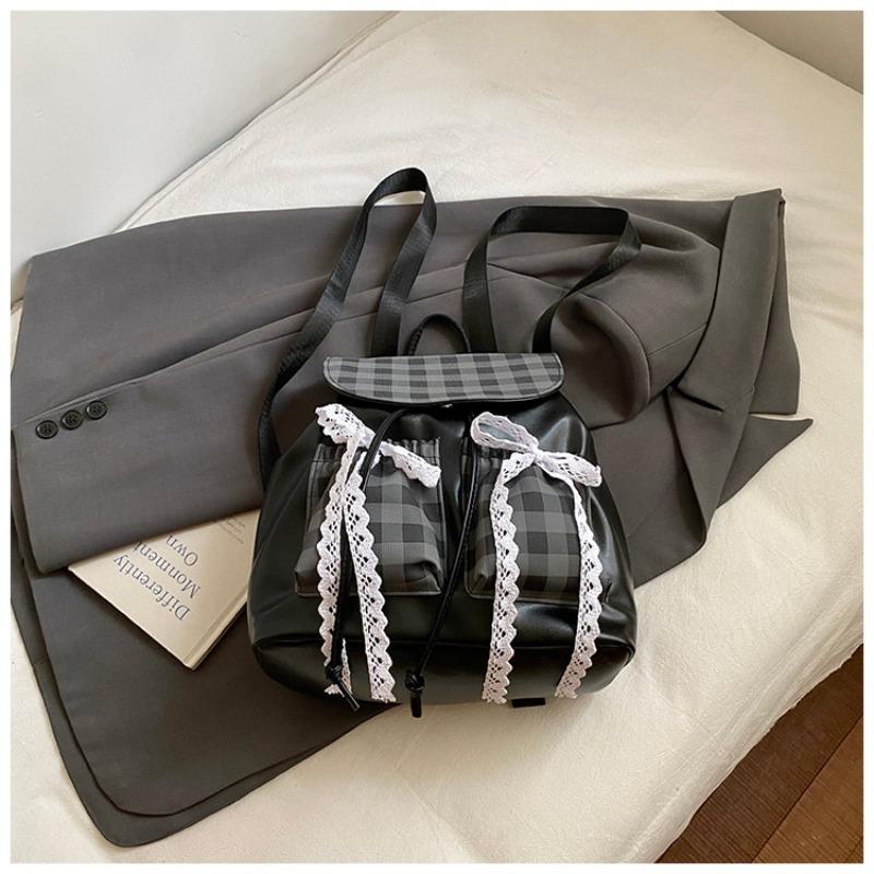 Mochila fofa de laço de outono para mulheres, grande capacidade, face macia, mochila casual para estudantes, bolsa escolar