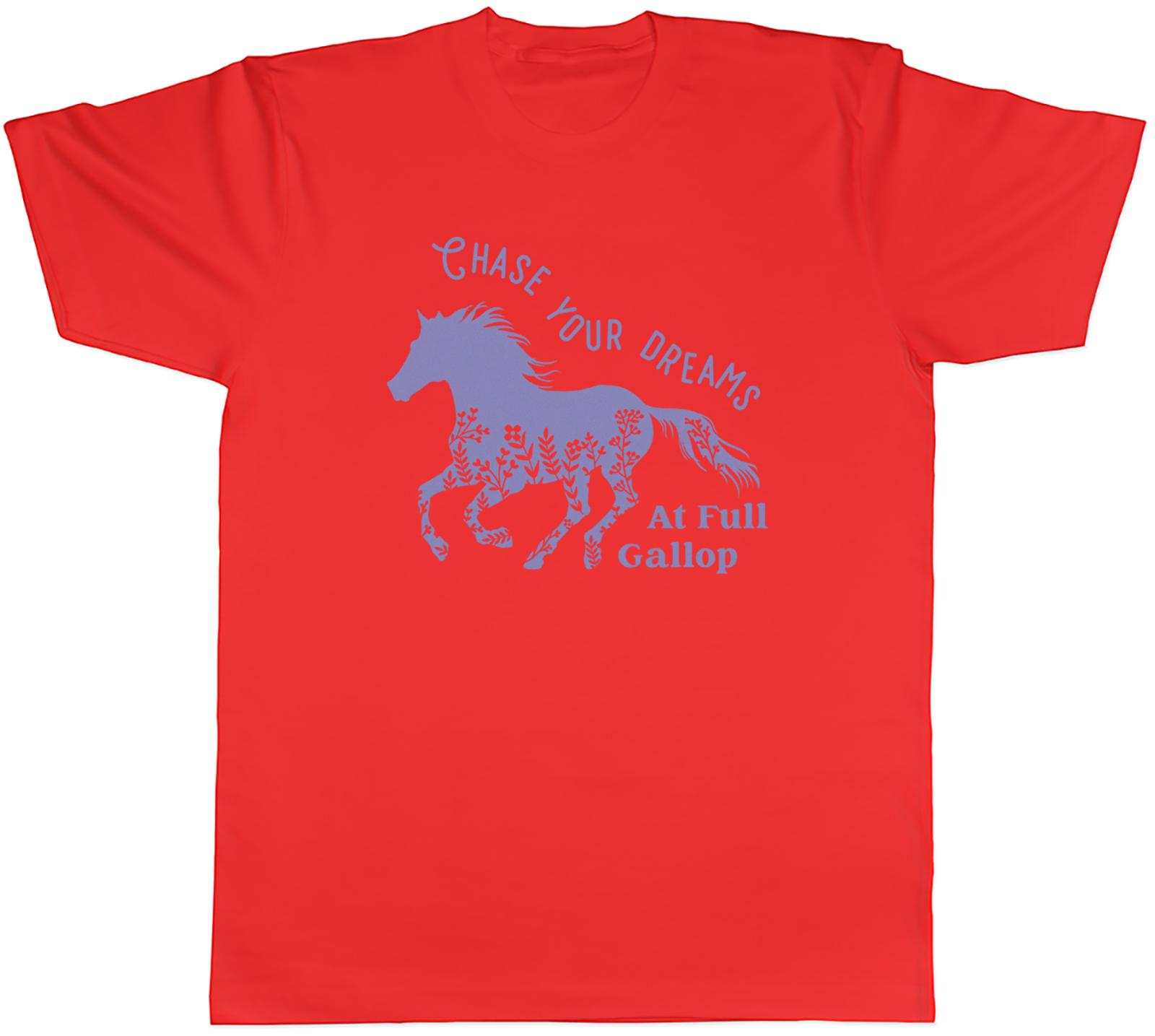 Chase your Dreams Mens TShirt Full Gallop Horses Unisex Tee Gift S
