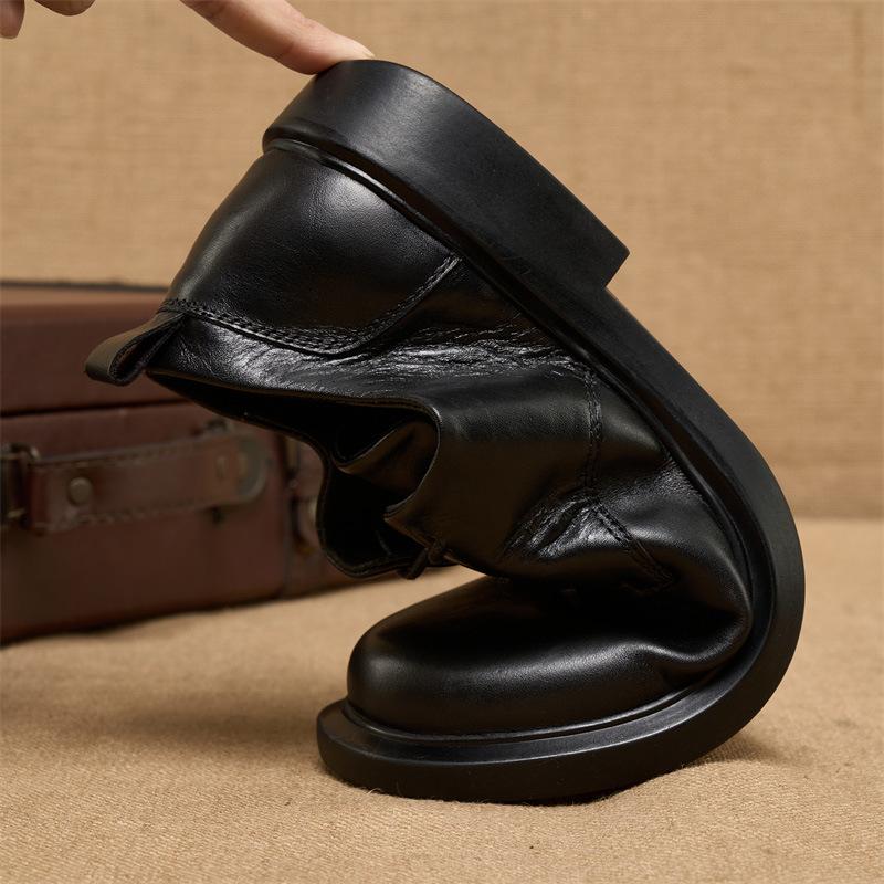 British Style Men's Leather Shoes Summer Business Casual Formal Shoes Breathable Soft Soled Strap Leather Shoes Top Layer Cowhide Leather Shoes