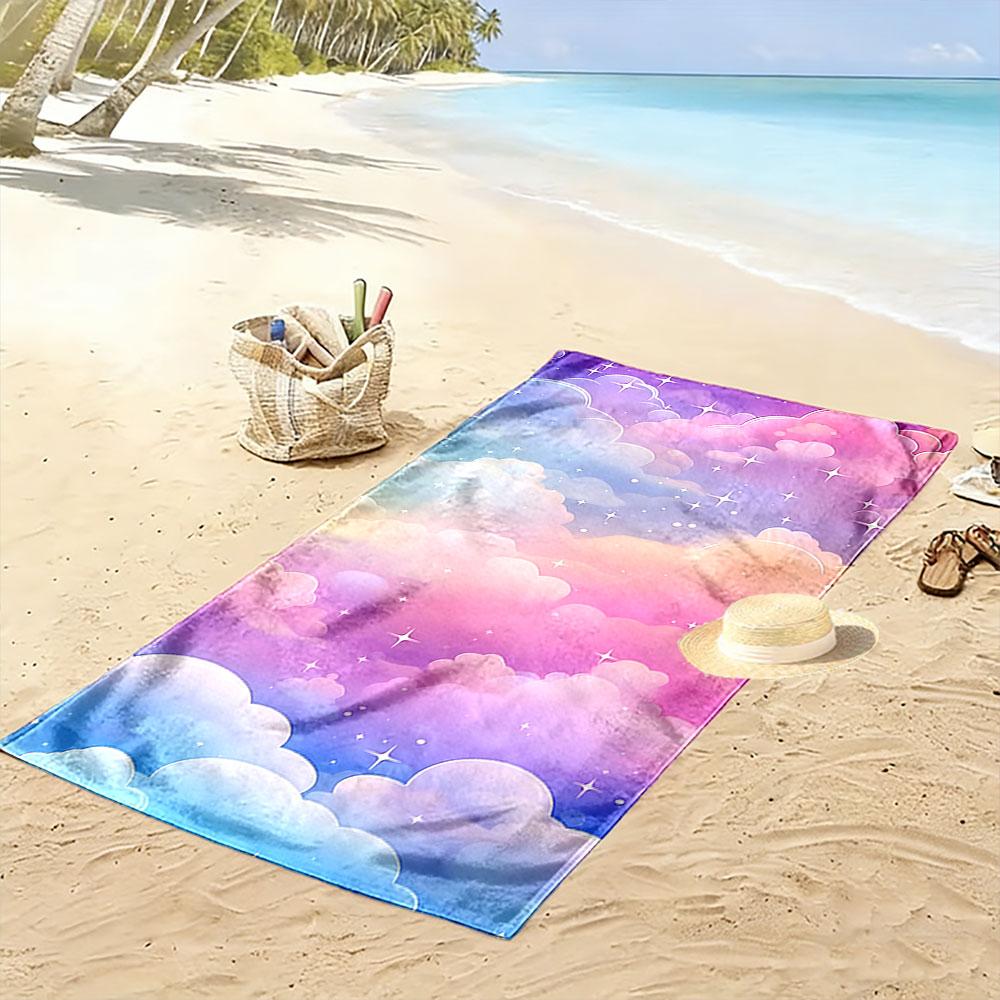 Colorful Pastel Cloud Print Beach Towel Quick-drying for Travel Outdoor Sports Jogging Beach and Swimming