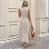 Summer New Style Business Casual Blouse Dress - Solid Color, Round Neck, Sleeveless, Full-length Dress