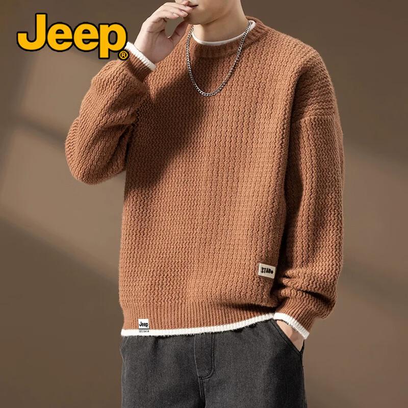 JEEP Men's Casual Crew Neck Knit Sweater