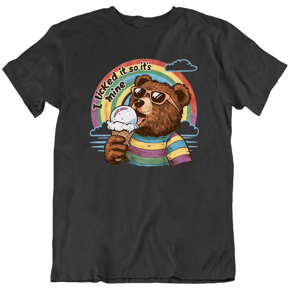 Bear Ice Cream Licked It So It s Mine Funny Meme Vintage Retro T-Shirt Tee Gift M