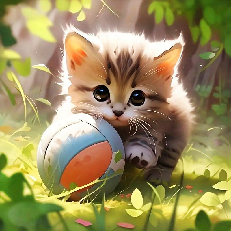 

DIY Алмазная картина Милый котенок Набор для вышивки крестом Мозаичное искусство Алмазная картина Полный круг Алмазное украшение для дома Round 20x20cm