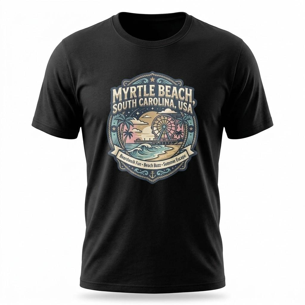 Myrtle Beach South Carolina Boardwalk Graphic T-Shirt Unisex Tee