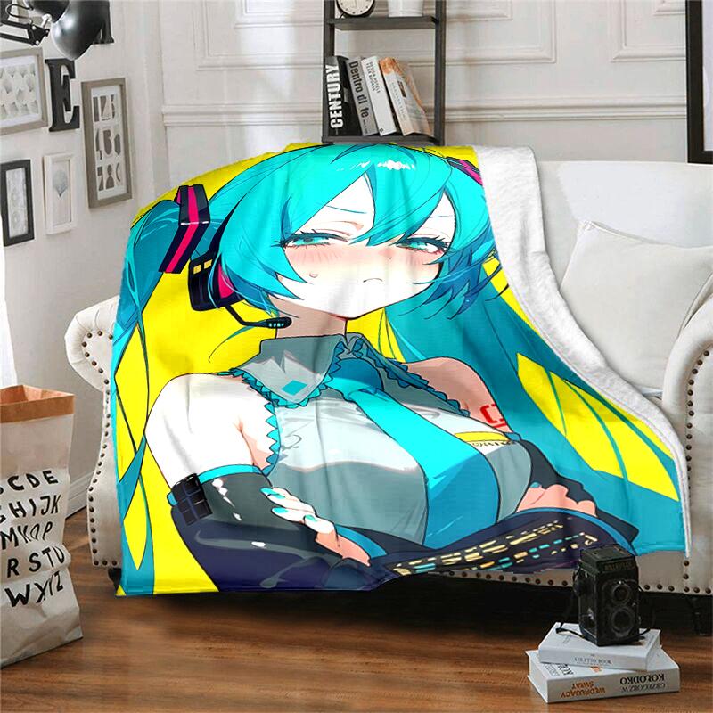 1pc Blanket Hatsune Miku Print Design, Lightweight Blanket for Sofa, Bed- Soft &Warm, Gift for All Seasons like Christmas, Halloween