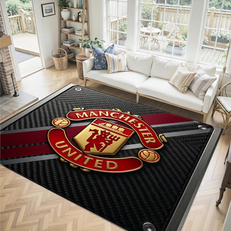 Manchester United Tasarım Kristal Kadife Halı Rahat Non?Yatak Odası Oturma Odası Girişi İçin Kaymaz Desenli Halı