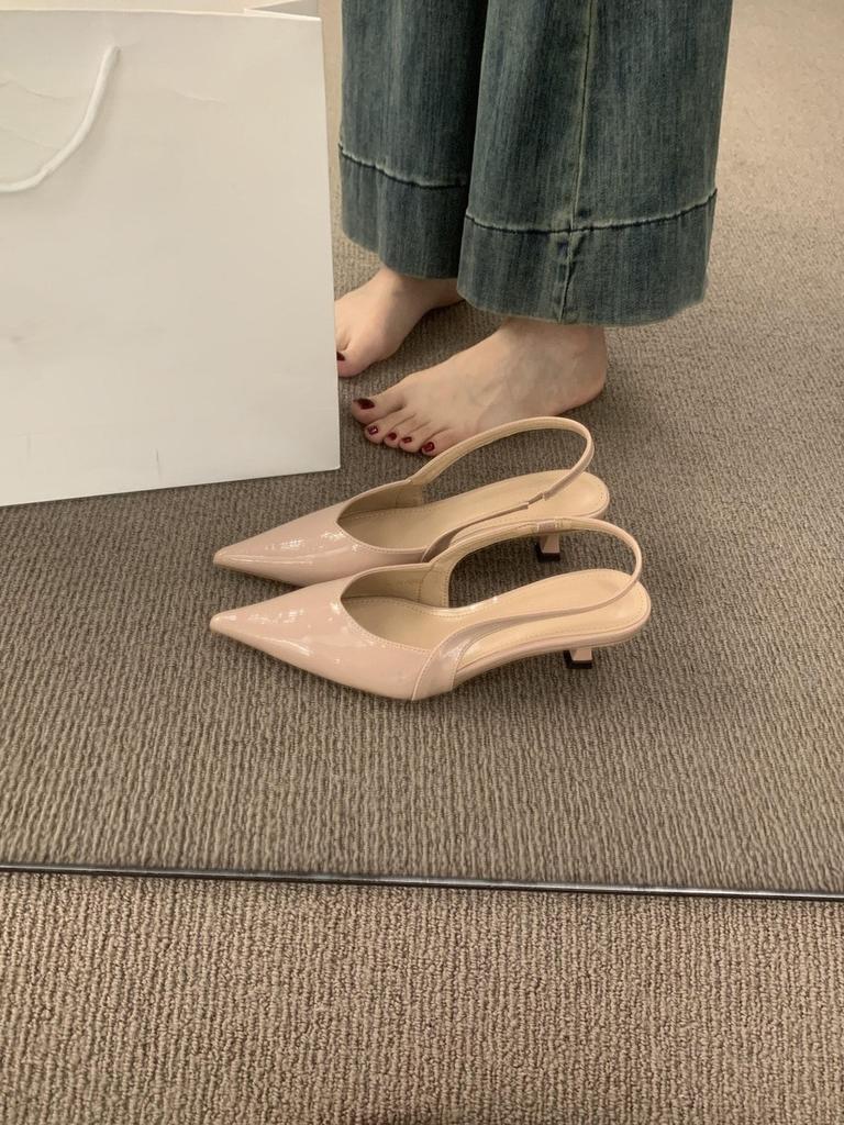 Kitten and bag head sandals women's new beautiful silver pointed high heels