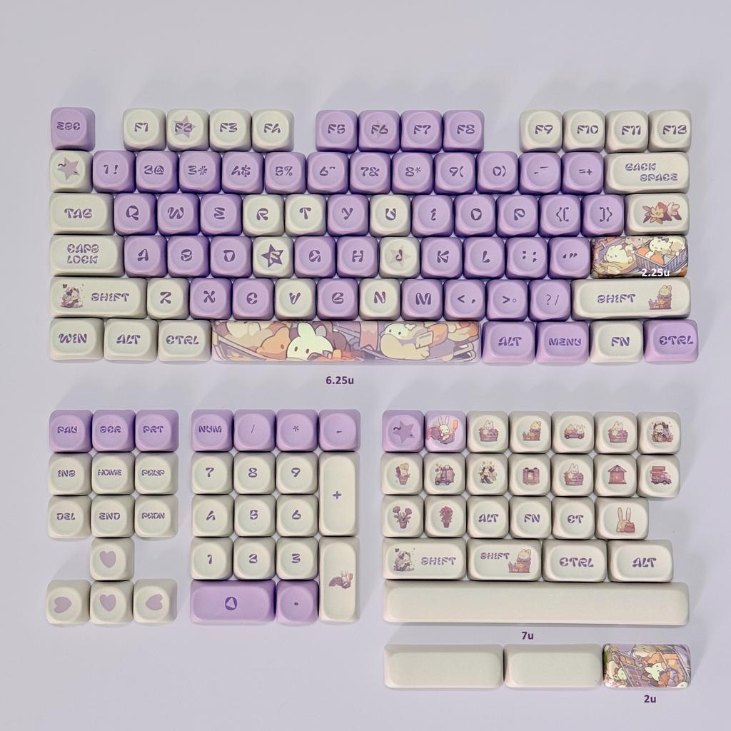 Cute KeyCaps MOA Pink Purple Yellow MAO Profile Cat Ear Shape Custom PBT Keycap for 60% 65% 75% TKL 96% Mechanical Keyboard