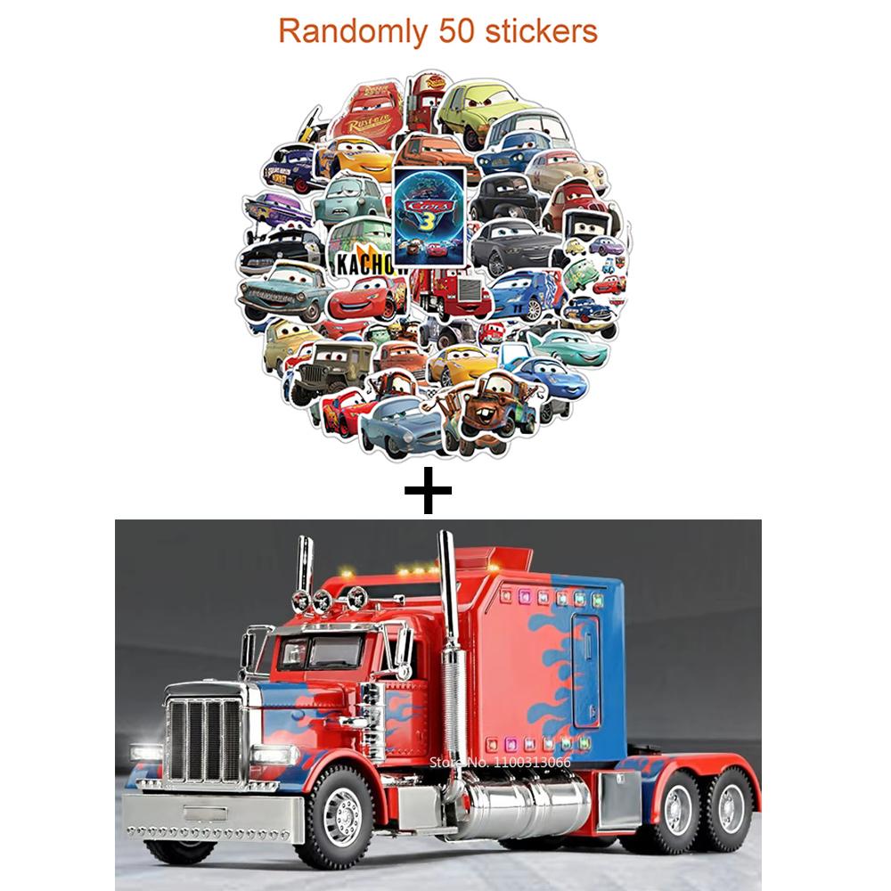 1:24 Peterbilt 389 Toys Alloy Cars Diecast Models with Light Music Pull Back Vehicle 3 Doors Opened Miniature Car for Boys Gifts