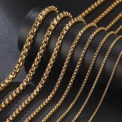 Collar de Cadena de Caja Acero Inoxidable Color Oro Skyrim Hombres Mujeres Básico Punk 2-7 mm de Grosor Cadenas Largas Joyería Minimalista Venta al por Mayor