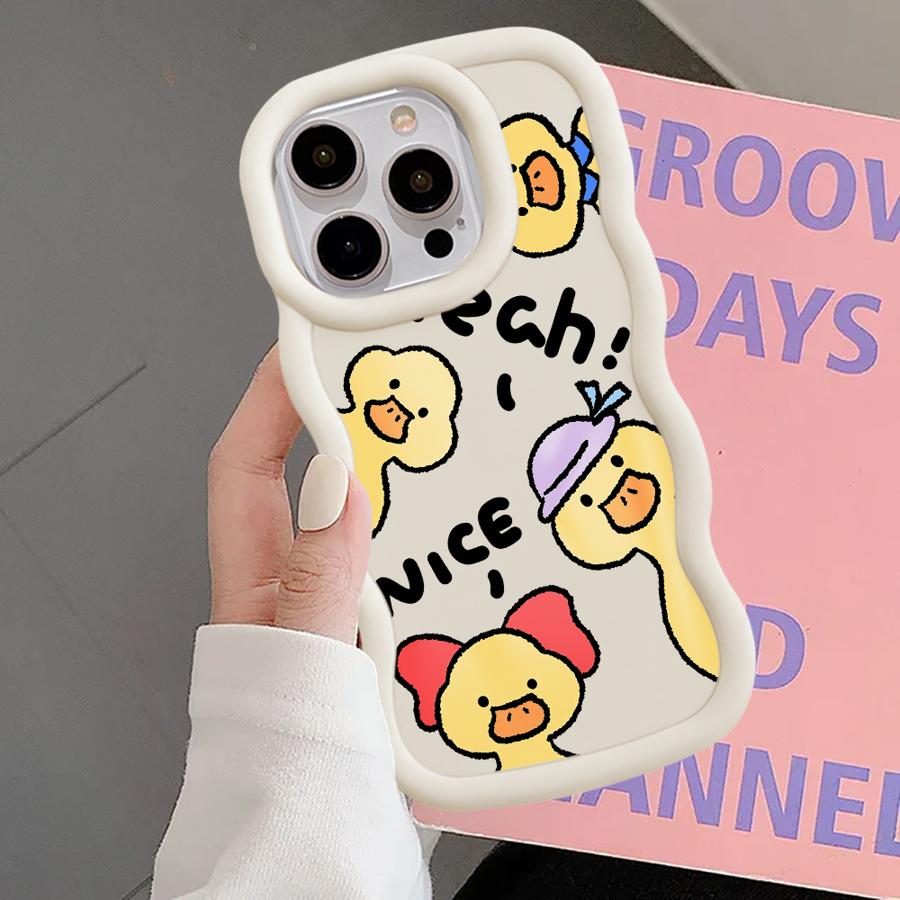 Soft Phone Cover Case for iPhone 16 Pro Max 14 13 17 Air 11 XR 8 12 15 Plus Cartoon Duck