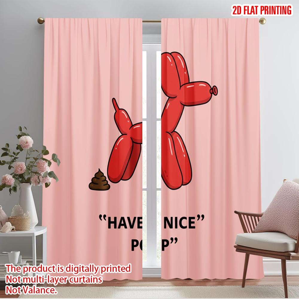 

2pcs 2D flat printing Drapes Funny Dog Pooping Balloon Polyester Without Electricity Seasonal Party & Holiday Decor for Wall art 52.50×116.00 CM 2pcs