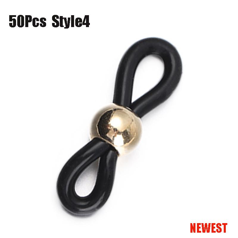 50 PCs Adjustable Anti-Slip Eyeglass Chain Ends Retainer Rubber Glasses Ring Strap Spectacle End Connectors Eyewear Accessories