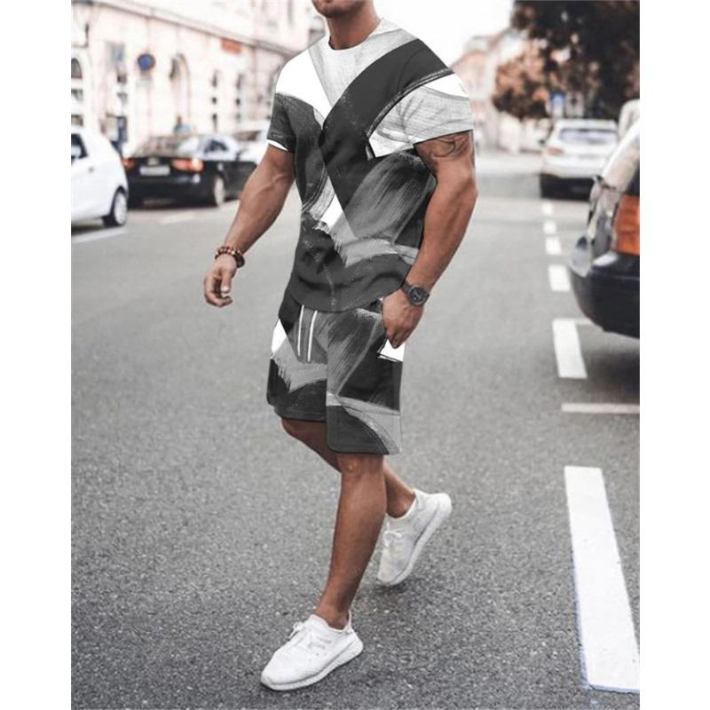 Luxury Brand 3D Lion Printed Men's T-Shirt Set Summer O-Neck Short Sleeve Oversized TShirt Top 3D Style Men's Casual Fashion Set