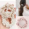 3 Stück Kunstperlen Haargummis • Elastische Scrunchies Dehnbare Bänder • Perlenketten Haaraccessoires für Damen • Pferdeschwanz Dickes Haar • Weiß&Gold&Rosa