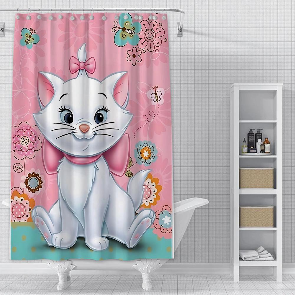 

Shower Curtain Waterproof Polyester Fabric Paint Colorful Bath Disneys Marie Cat Curtains Home Bathroom Decor Curtain With Hook YL90x180cm