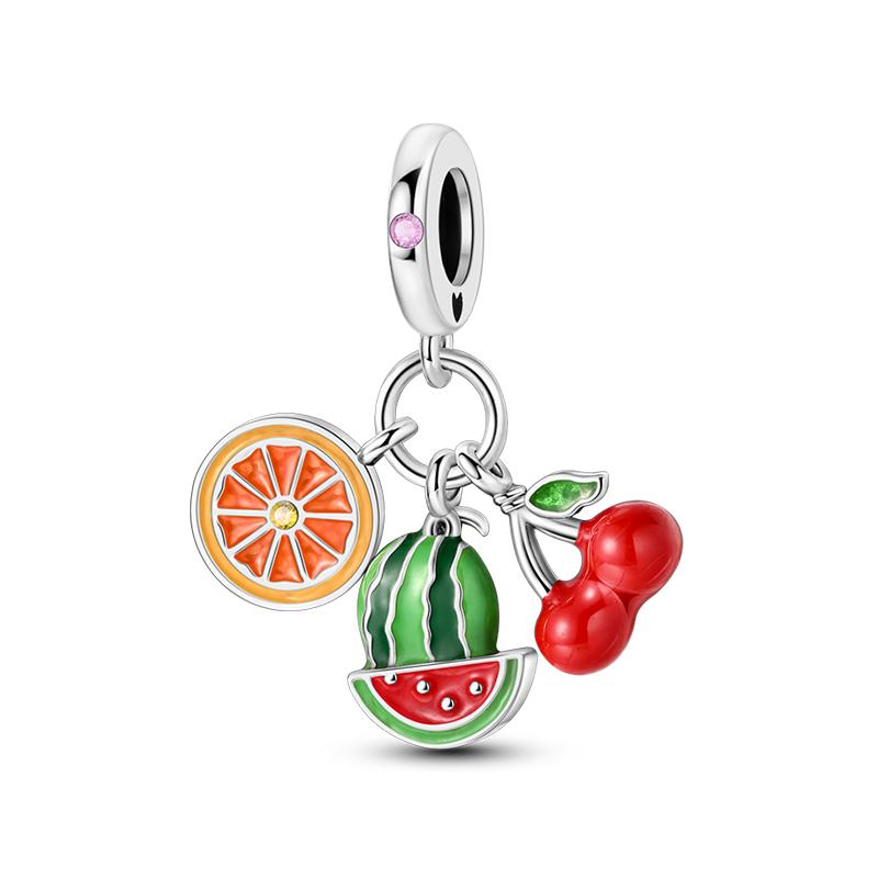 925 Silver Coffee Cake Bread Ice Cream Tea Beer Charms Pendant for 3mm Bracelets DIY Jewelry