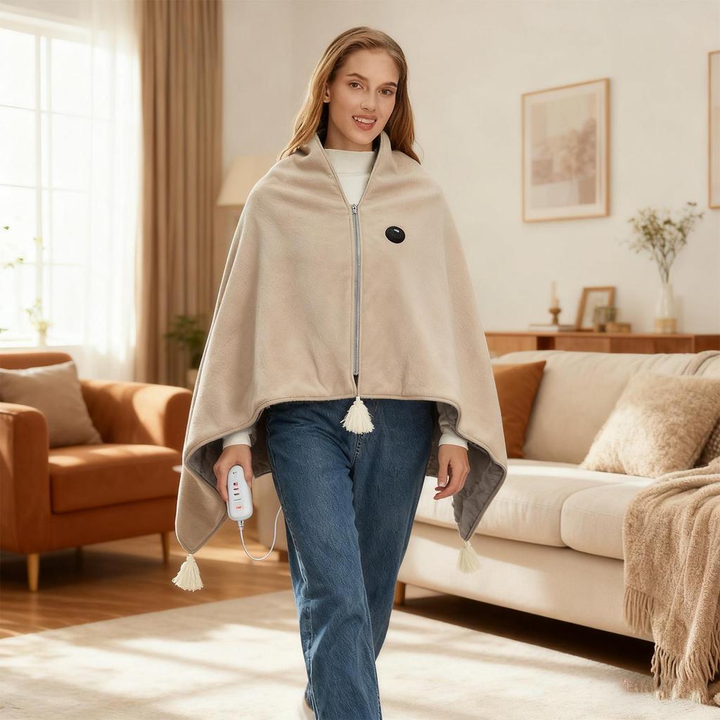 Heated Shawl Wraps For Women Comfortable Soft 3-Level Safe Heating Blanket Women Wearable Heated Blanket For Couch Bed Sofa Home