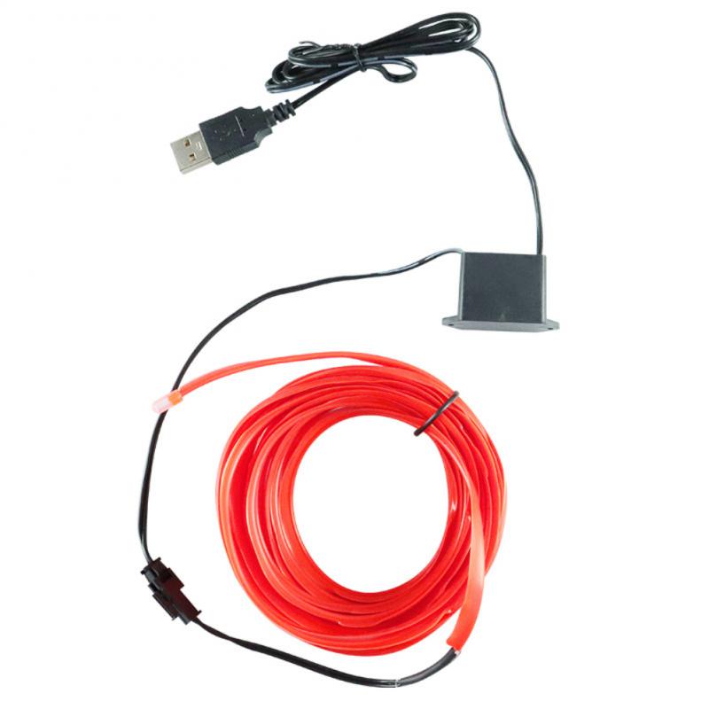5M/3M/1M Car LED Atmosphere Light DIY Flexible Glow EL Wire Neon Cable Wire USB Lamp 2.3MM LED Strip Car Interior Lights
