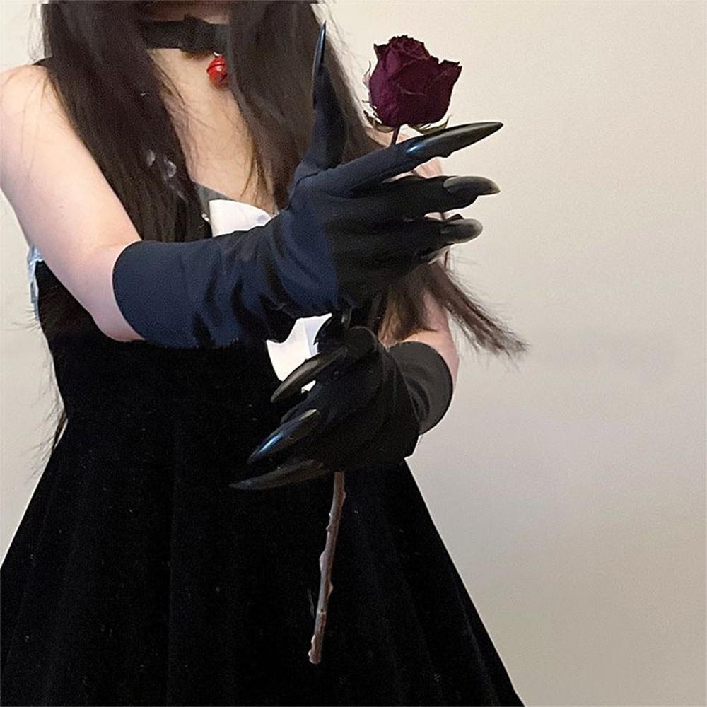 1 Pair Horror Black Devil's Ghost Claws Gloves Halloween Cosplay Costume Makeup Scary Claw Long Nail Gloves