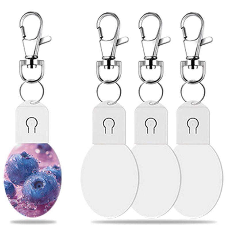 M-Modern-4PCS LED Sublimation Blank Keychain Acrylic Lighted Transfer DIY Crafts Fall Thanksgiving Christmas Keychain Gift Round