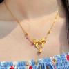 Gold-Plated Princess Necklace and Earrings Set: Bowknot Heart Tassel Pendant with Collarbone Chain.