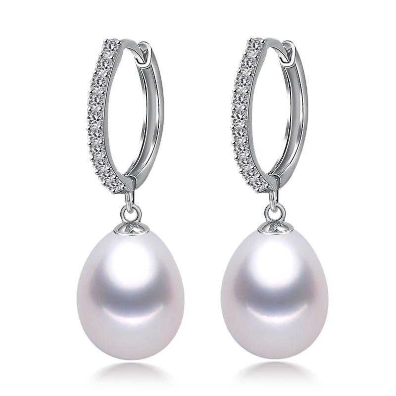 Trend Silver 925 Natural Freshwater Women's Pearl Earrings 2023 White Pink Purple Black