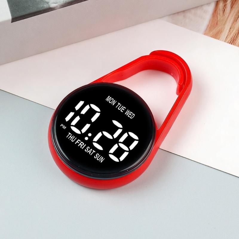 Touch Control Digital Pocket Watch Keychain Clip For Students Accurate Time LED Display Electronic Clock Accessories