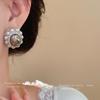 Vintage Medieval Earrings Silver Needle with Diamonds Oval Pearl Stud Earrings Court Style Retro Temperament Earrings Jewelry Women
