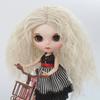 Machine Made Loose Kinky Curly Yaki Creamy-white Synthetic Hair for Blythes Doll 25cm Head Doll Wigs