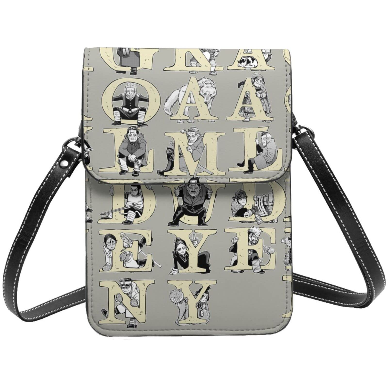 

[JMI] Golden Kamuy Genuine Leather Smartphone Pouch, Shoulder Bag, Thin, Mini Pouch for Women and Men, Popular WalletCrossbody Bag, 19cm High x