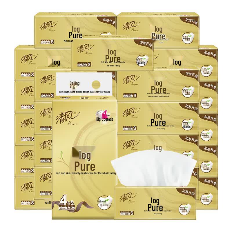 Qingfeng Original Wood Gold 4-Ply Facial Tissues