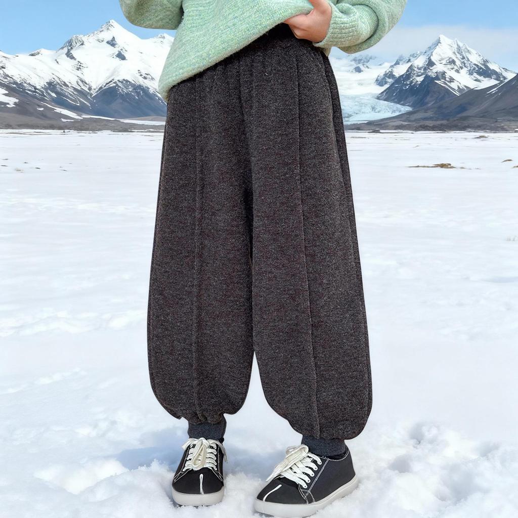 Yuchen Girls' Fleece-Lined Sports Joggers - Winter 2025 New Arrival