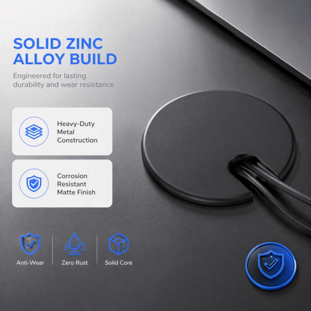 2pcs 35mm Opening Desk Grommet Zinc Alloy Desk Cord Gromme Durable Cable Hole Cover Computer Desk