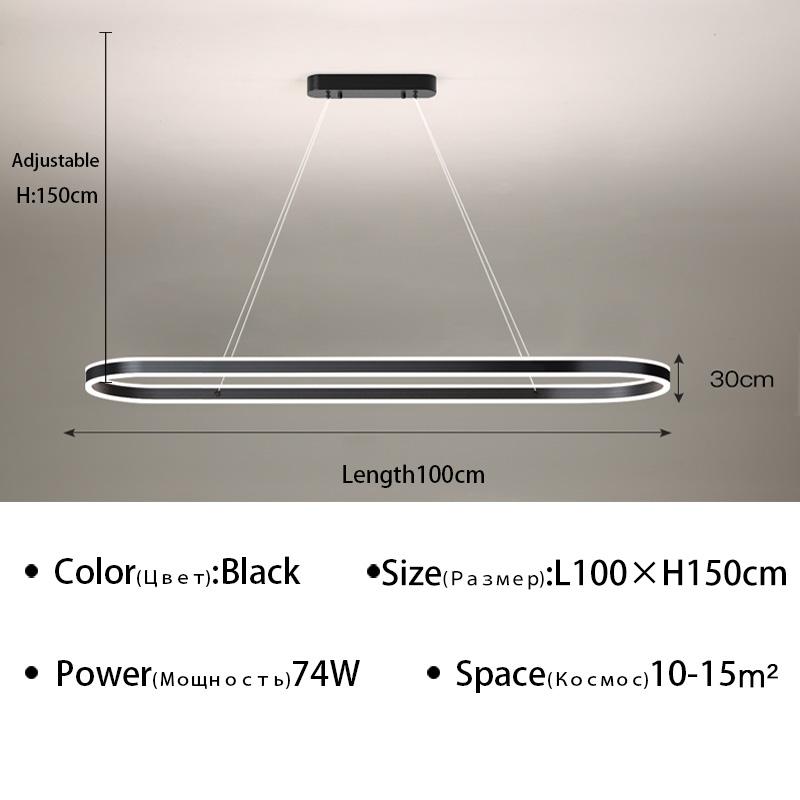 Modern Ring LED Pendant Lamps Dimmable For Kitchen Office Restaurant Dining Living Room Minimalist Chandelier Lighting Fixture