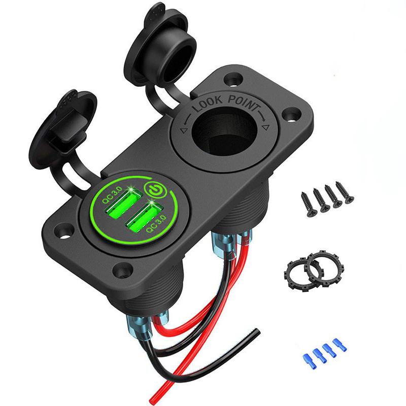 Rychlonabíjecí duální QC3.0 USB nabíječka do auta s dotykovým spínačem, vodotěsná napájecí zásuvka, adaptér do napájecího panelu, DIY sada pro lodní karavan