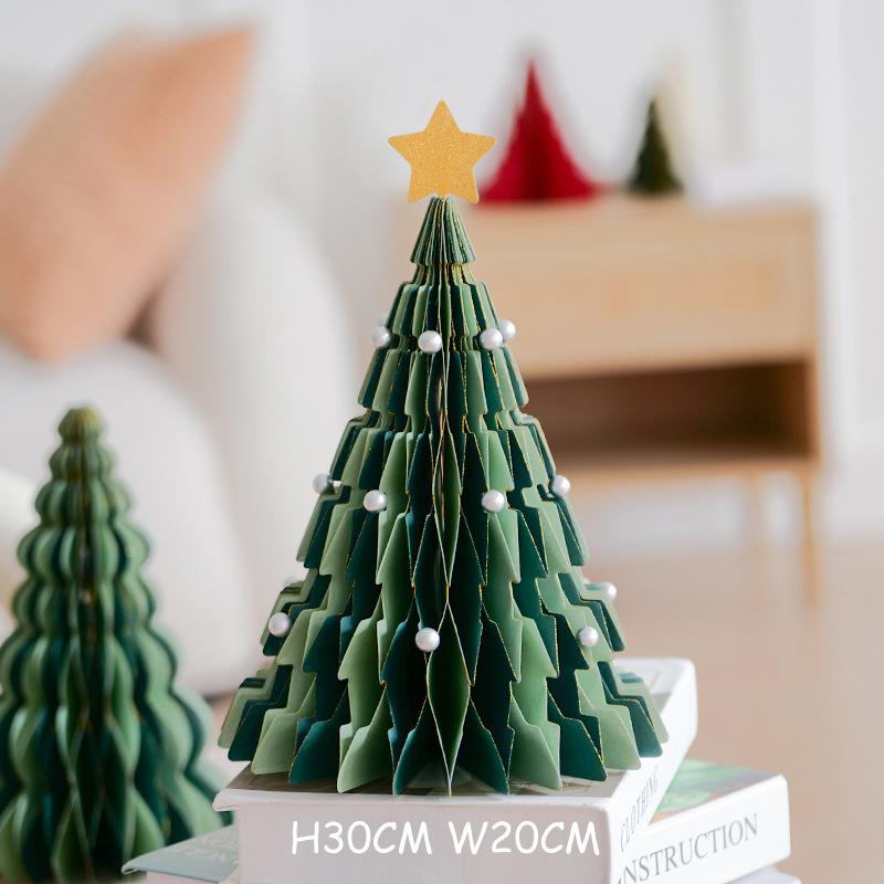 Brad de Crăciun din hârtie tip fagure 3D Moș Crăciun Minge tip fagure Aranjament central de masă Decorațiuni pentru petrecerea de Crăciun Ornamente de birou