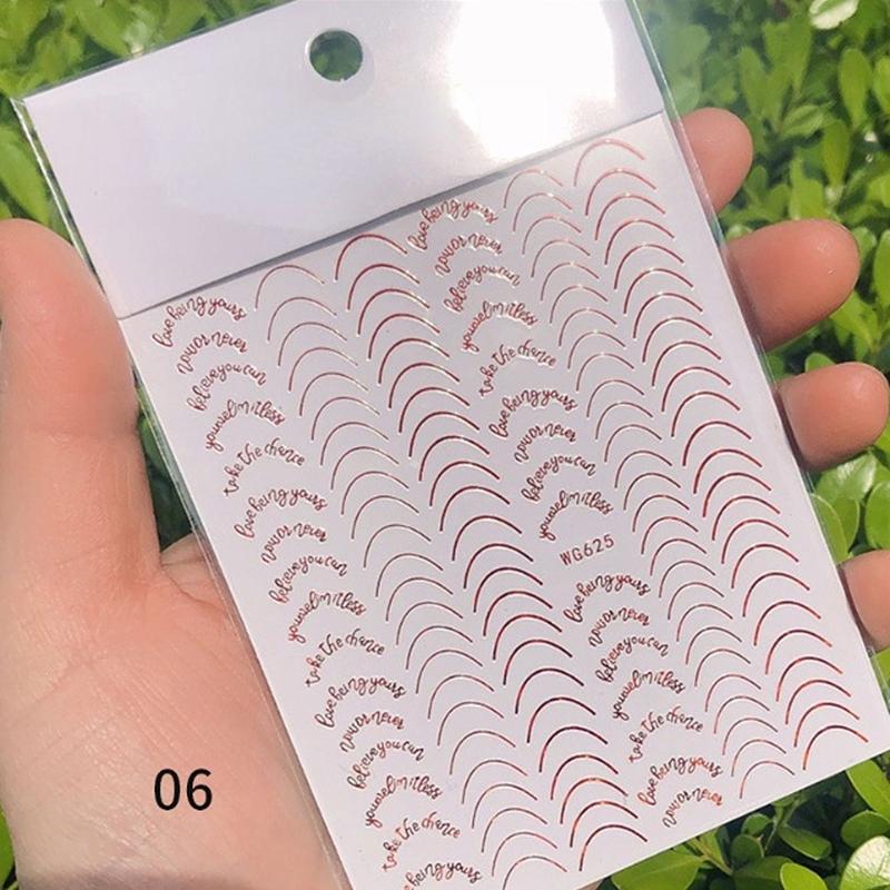 Nail Art Sticker 3D Adhesive French Nail Art Jewelry 6 Colors Imitation Metal Line Three-dimensional Nail Art Decal YSL